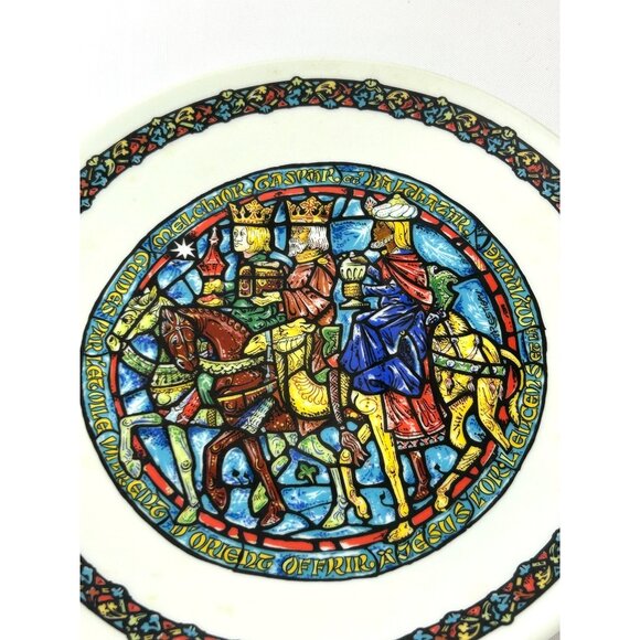 D’Arceau Limoges Christmas Plate Three Kings Stained Glass 8.5” 1981 Porcelain - Picture 9 of 14